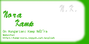 nora kamp business card